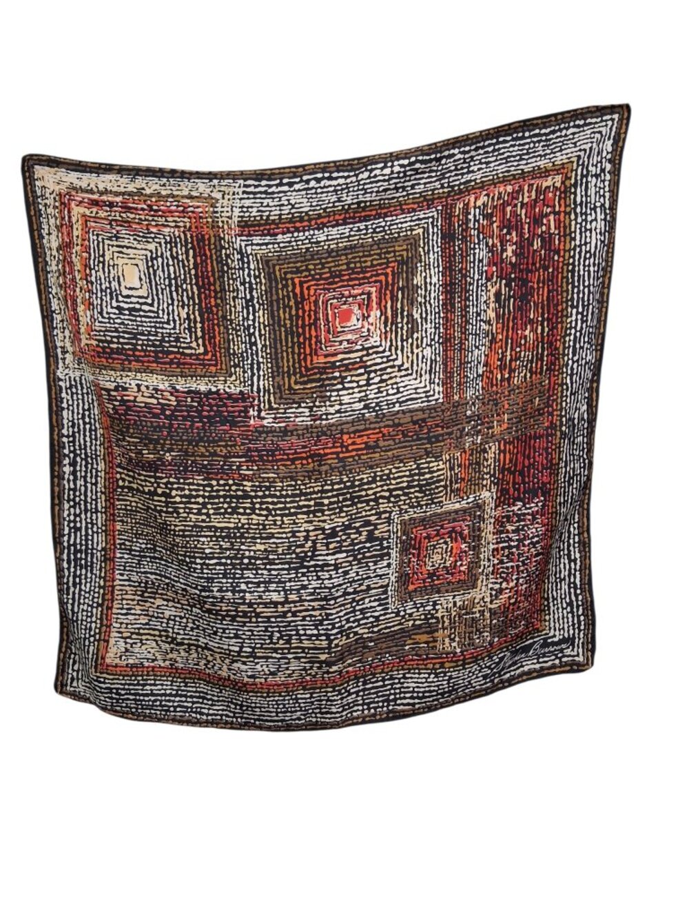 Vintage Stephen Burrows Fall Color Geo Design Scarf - Picture 3 of 5
